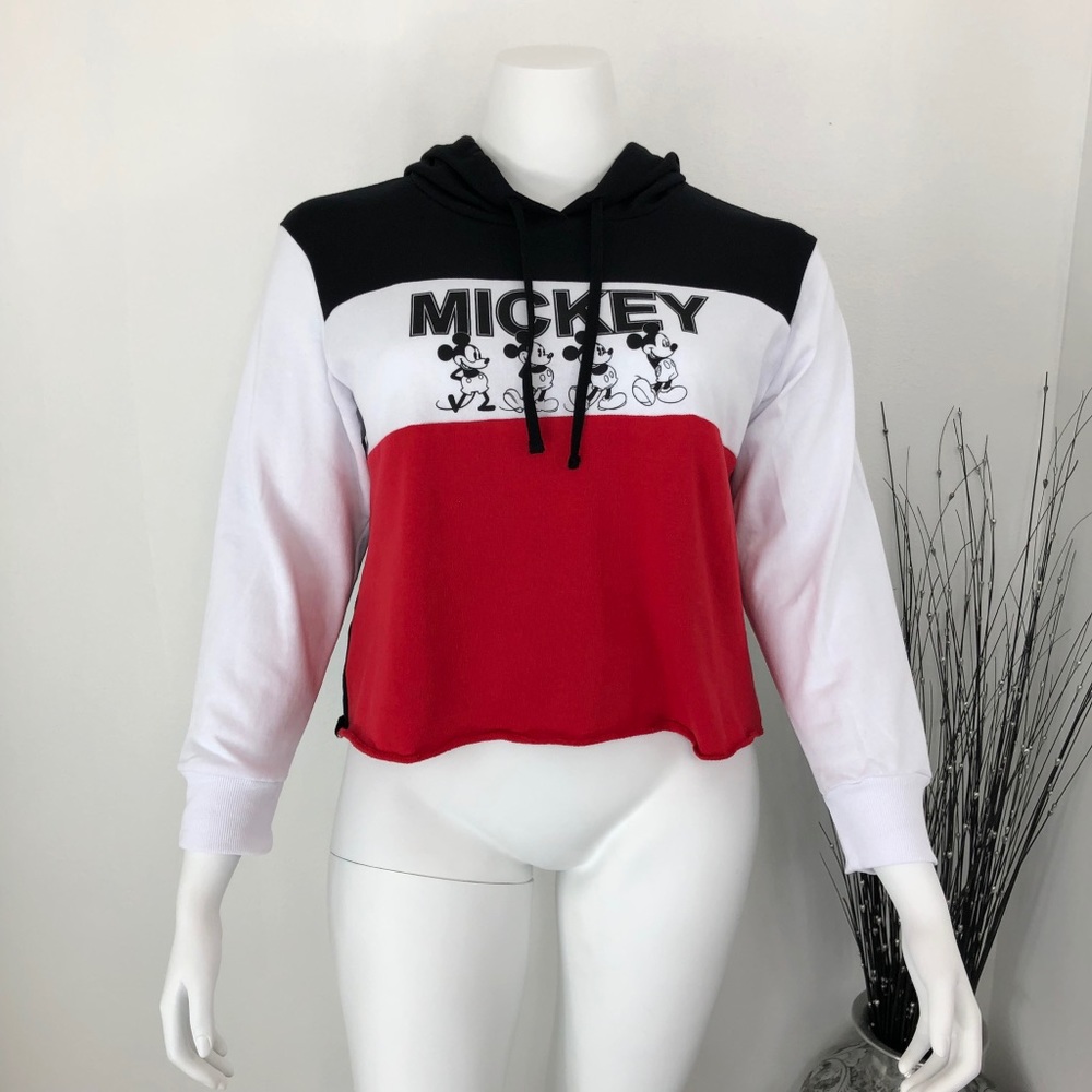 Disney Mickey Hooded Crop Sweatshirt 2X NWOT